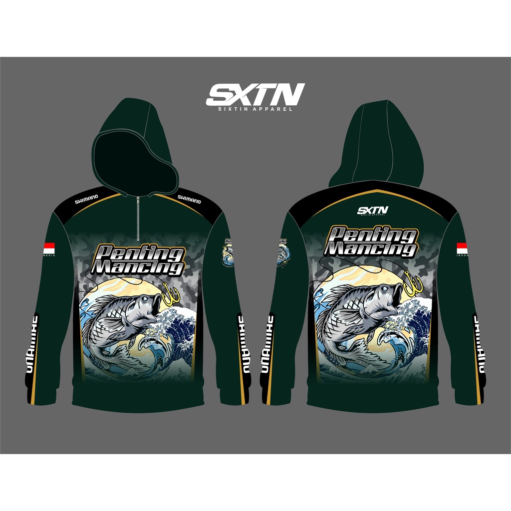 Jersey Mancing Mania Custom Kupluk Printing Angler Bahan Premium Milano
