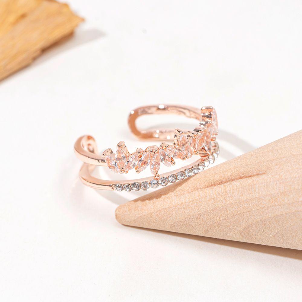 Cincin Nanas Fashion Berlian Temperamen Lapisan Ganda