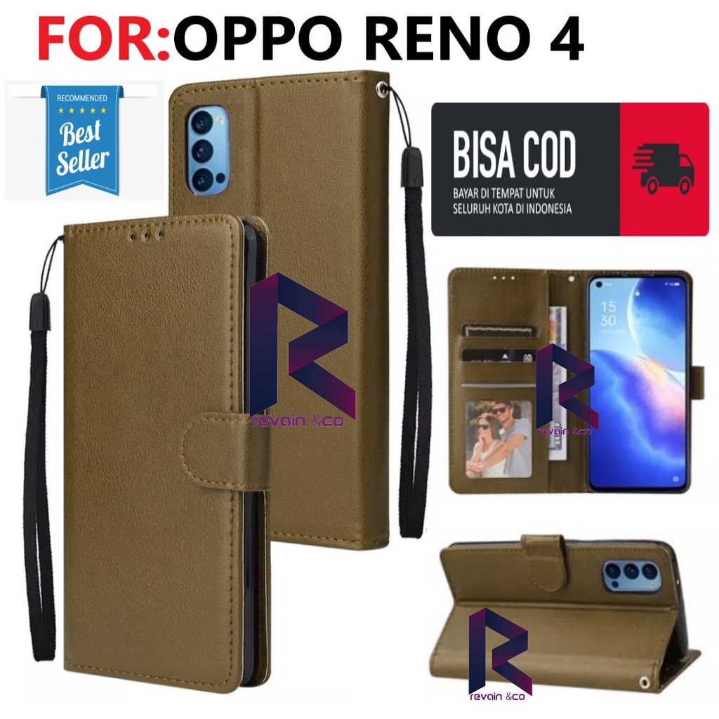 FLIP COVER OPPO RENO 4 CASING FLIP WALLET LEATHER KULIT PREMIUM SARUNG BUKA TUTUP FLIP CASE OPPO RENO 4