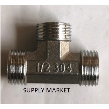 Nepel T, Nepel Sambungan Tee Drat Luar 1/2 inch Stainless Steel 304