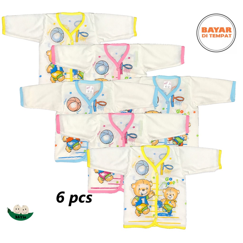 BAYIe - 6 Pcs Baju Bayi Panjang MELODY New Born umur 0-3 bulan/baju rumah/anak laki-laki/perempuan