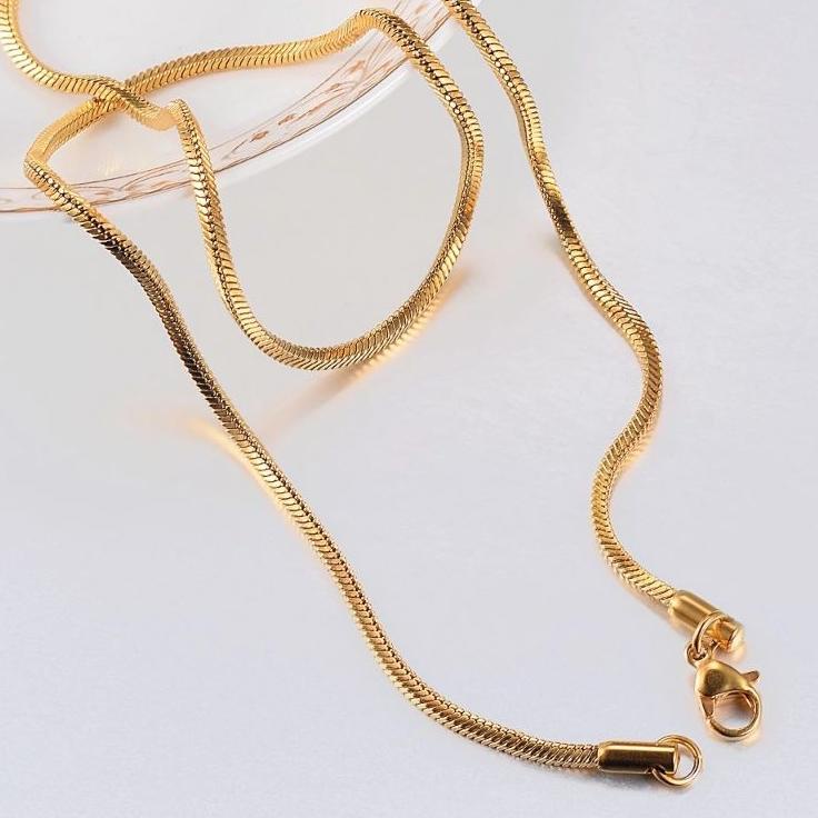 Best Seller KALUNG TITANIUM KOTAK WARNA EMAS PRIA-WANITA PANJANG 45CM 50CM 60CM