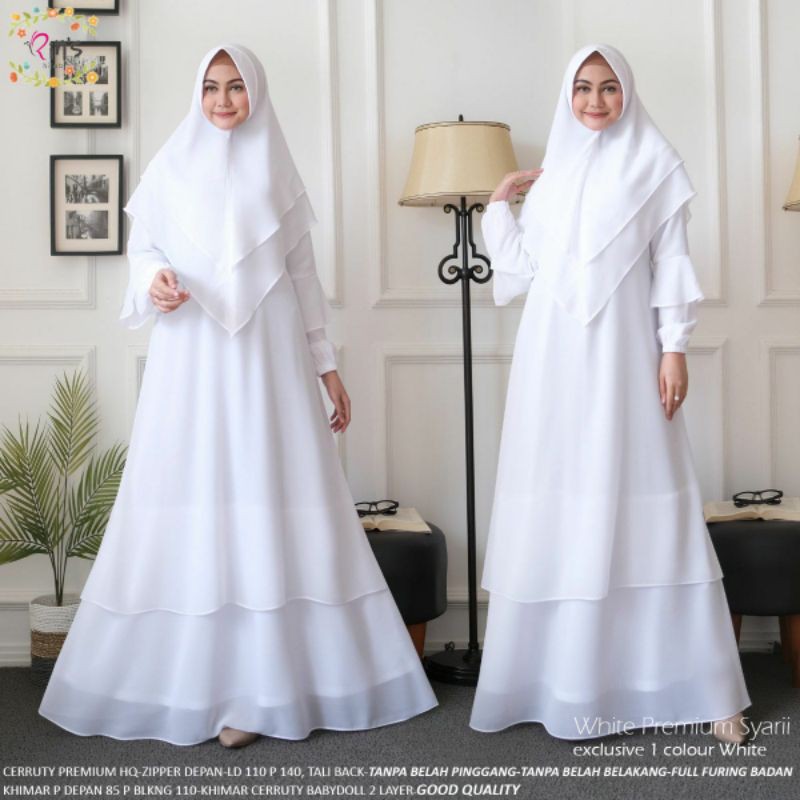 White premium syari, GAMIS PUTIH POLOS