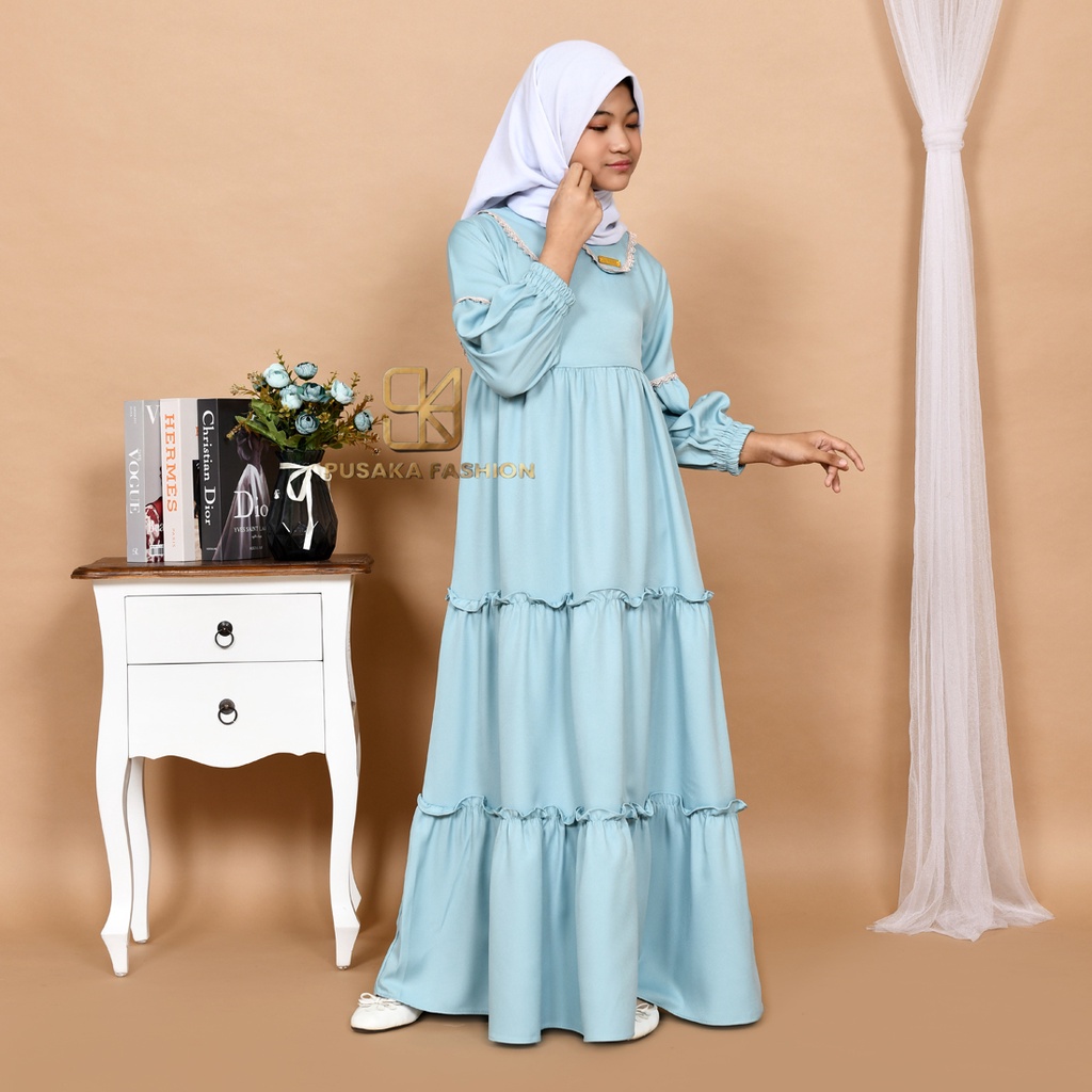NAYLA kids gamis anak muslim perempuan tanggung long dress serut susun kid wanita anak usia 4 5 6 7 8 9 10 11 12 13 14 tahun warna putih tulang bw hitam lilac wardah dusty pink fashion muslim anak pesantren  ngaji manasik haji maulid nabi sekolah agama