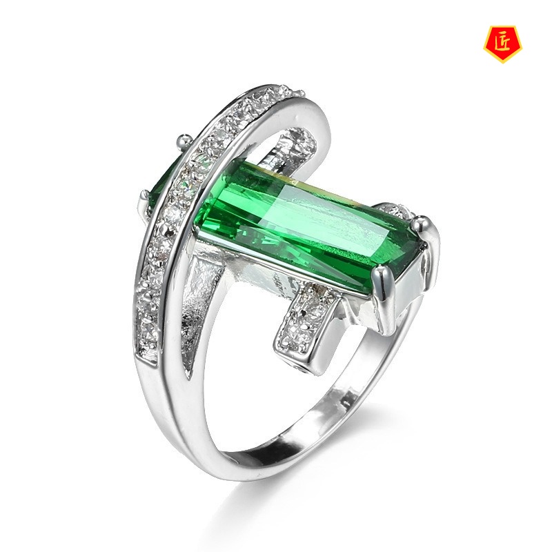 [Ready Stock]Popular Emerald Ring Female Fashion Personality