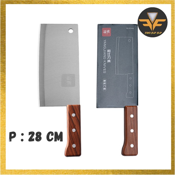 Pisau Dapur Cleaver Pemotong Daging Stainless Steel gagang Kayu Kitchen Knife Cleaver Pemotong Daging