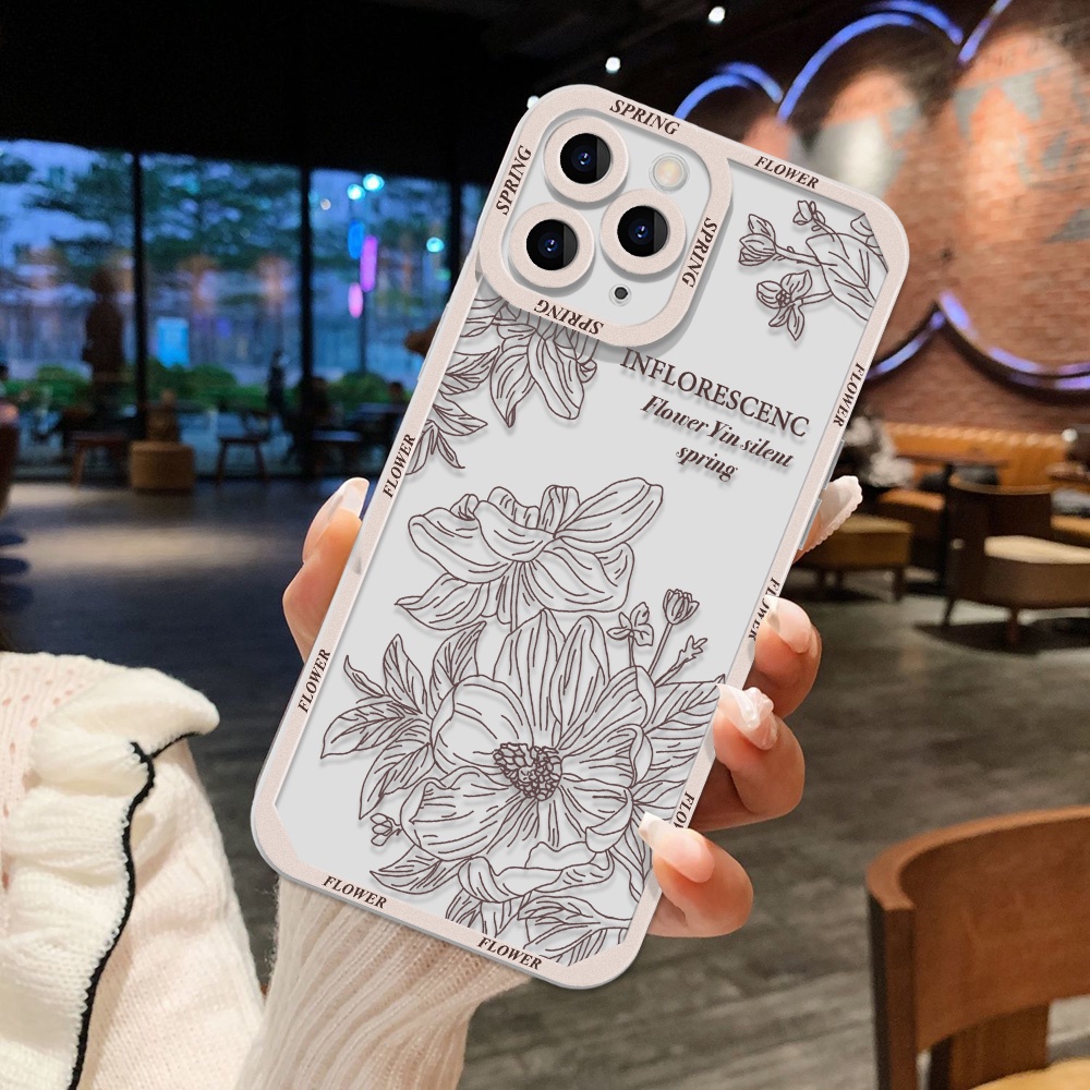 Soft Case Pelindung Lensa Kamera Shockproof Motif Bunga Untuk iPhone 13 Pro Max 11 12 Pro X XS Max 7 8 Plus SE 2020