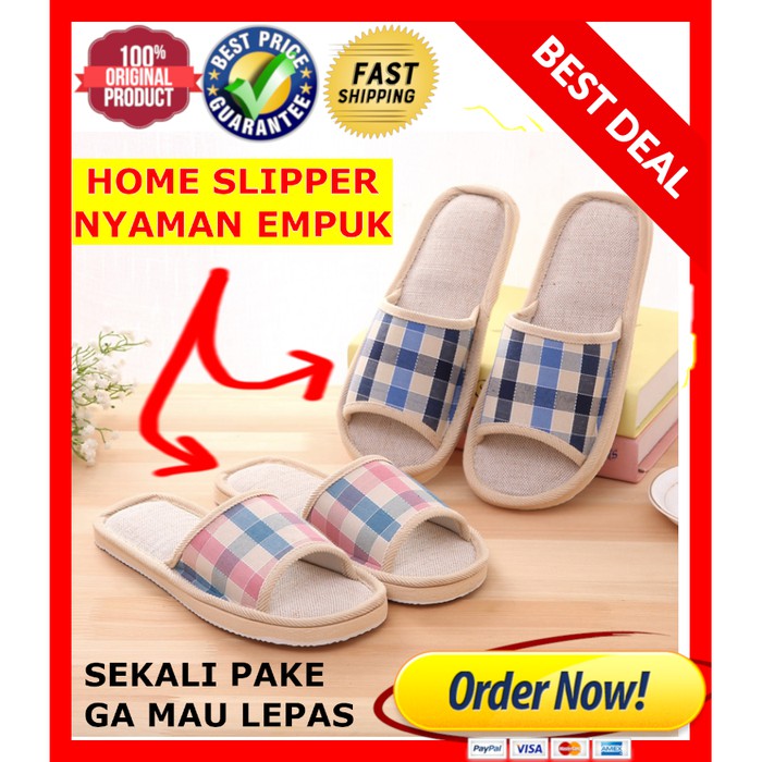 Sandal Tidur Bulu / Sandal Rumah Motif STRIPE / Slipper / Sandal Kamar
