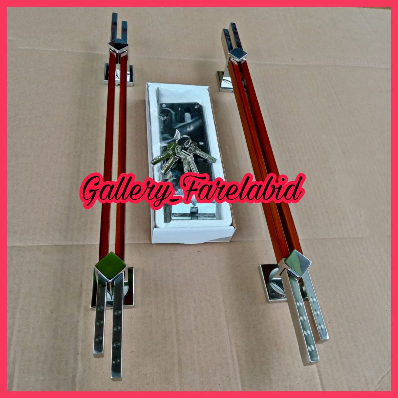 Handle Pintu Rumah Stainless Steel Grafir 60 Cm Set Kunci Gagang Pintu Rumah Modern 45 Cm Full Set Body Pelor Pegangan Pintu Kupu Tarung Tarikan Pintu Rumah Utama Minimalis