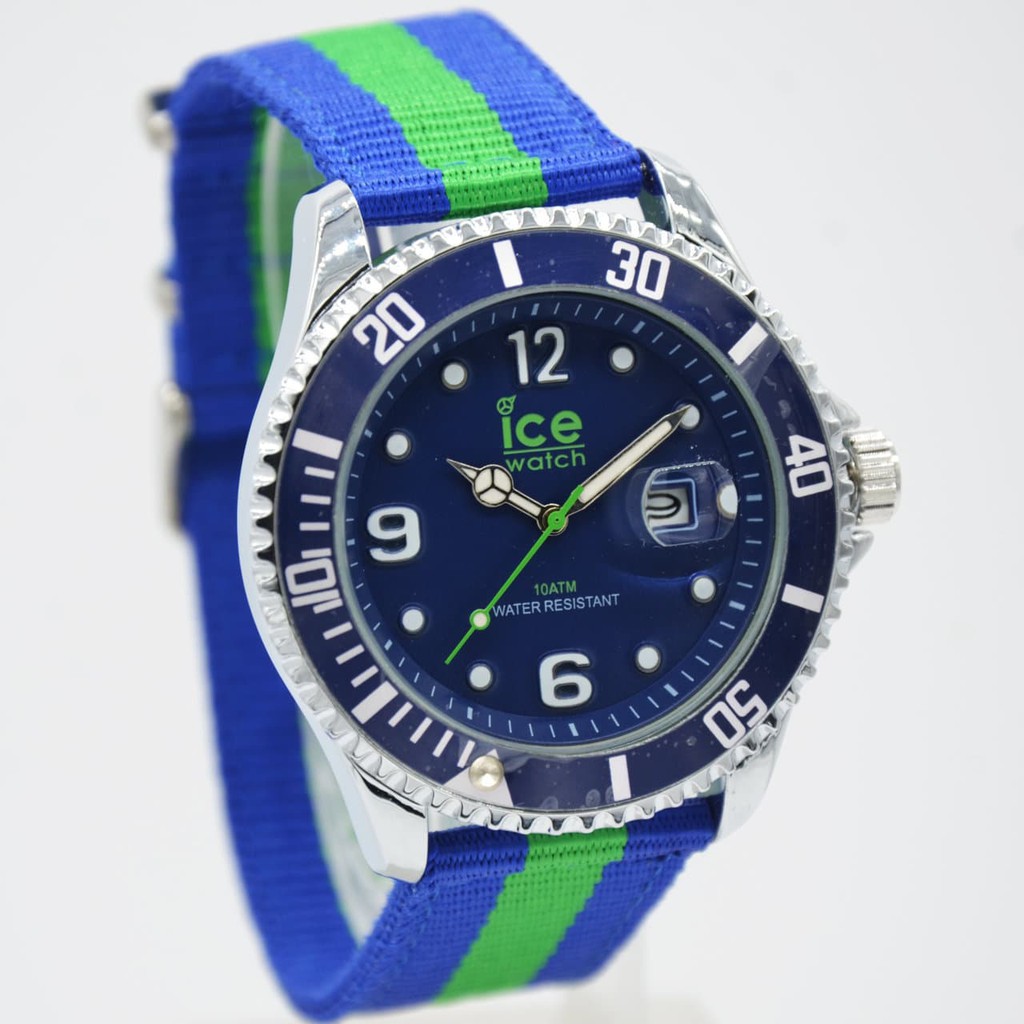 Bandar Seri Begawan Barletta Jam Tangan Pria / Cowok Murah Ice Watch Kanvas Blue Green