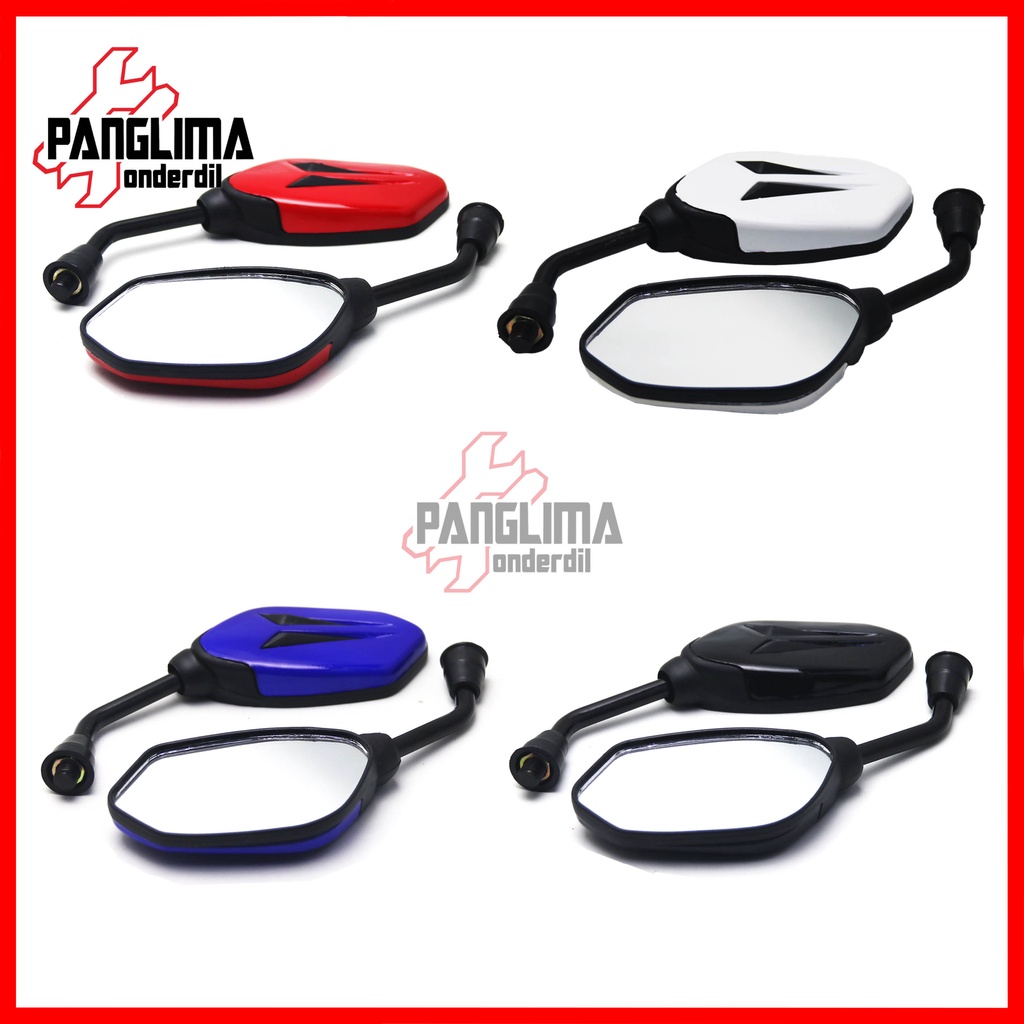 Spion Set Variasi V2 Semua Jenis Motor Honda Drat Kanan Baut 14 Beat-Vario-Scoopy-Spacy-Revo-Grand-Supra-PCX-Tiger Sepion Kaca Universal Putih-Merah-Biru-Hitam