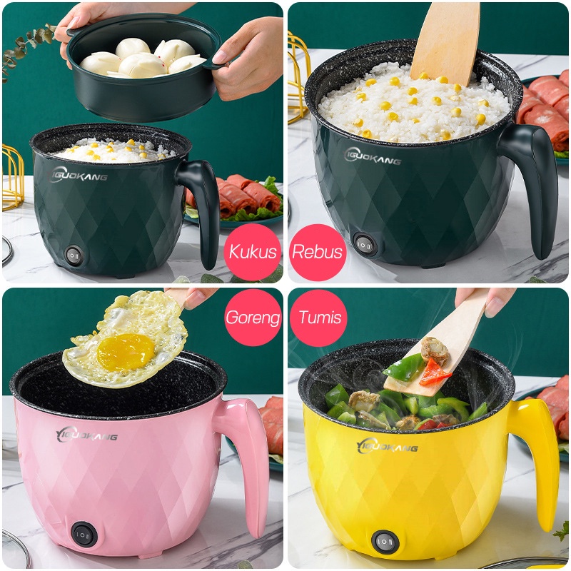 Newstyle Panci Listrik Serbaguna Panci Listrik Serbaguna 1.2L- Electric Cooking Pot Electric Frypan Panci Listrik Portable Fry Pan