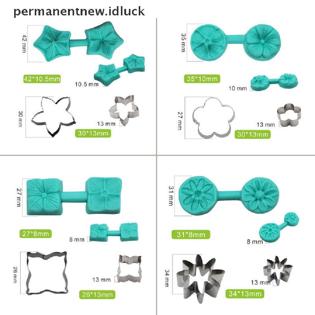 Set Cetakan Kue Bentuk Kelopak Bunga Mekar 4 Gaya Bahan Silikon