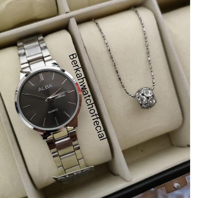Top Produk.. BISA COD✅Jam Tangan ALBA Anti Air Paket Kalung Titanium