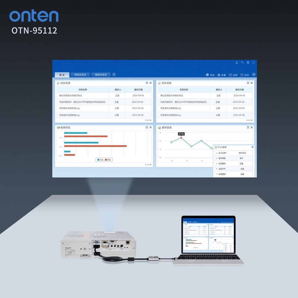 ONTEN OTN-95112 - USB-C To 4K HDMI and 2K VGA Display Adapter - Adapter Converter dari USB-C ke HDMI dan VGA