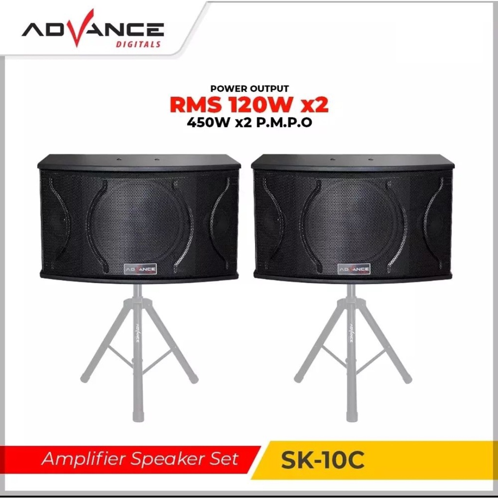 Amplifer + Speaker Advance SK-10C Dual Woofer 10 Inch + Tweeter 3 Inch Sound System Ampli Mixer Bluetooth Karaoke Speaker