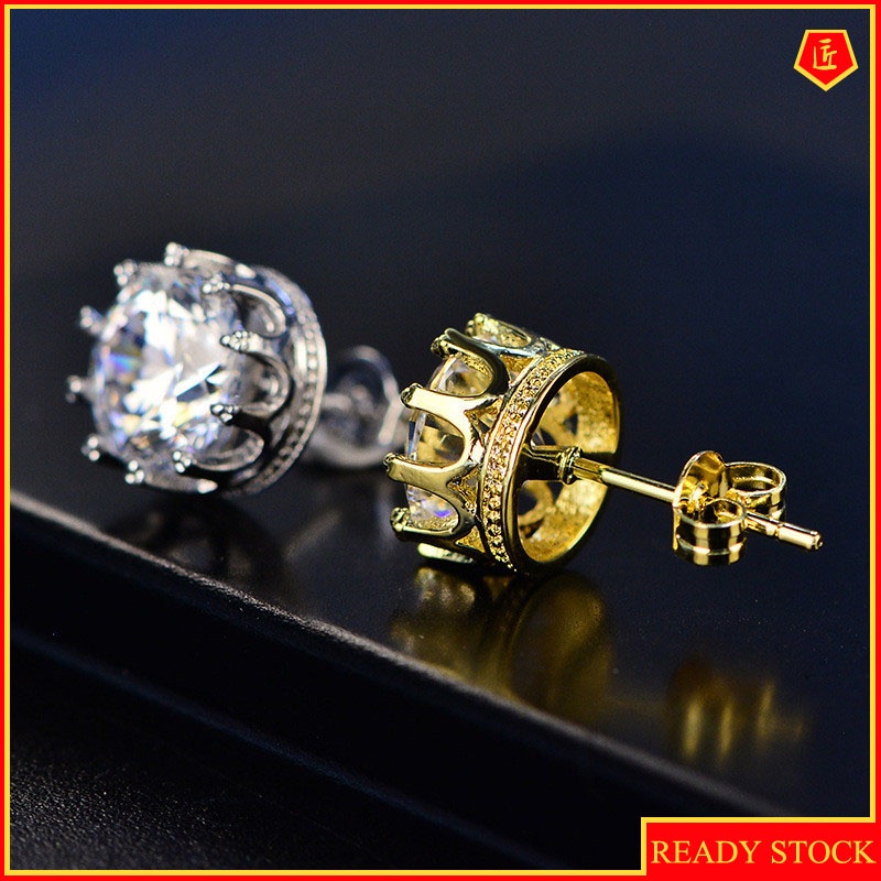 Fashion Simple Elegant Inlaid Diamond Crown Stud Earring