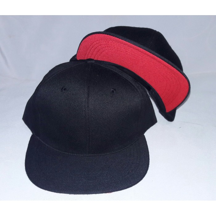 topi hiphop snapback hitam based merah polos