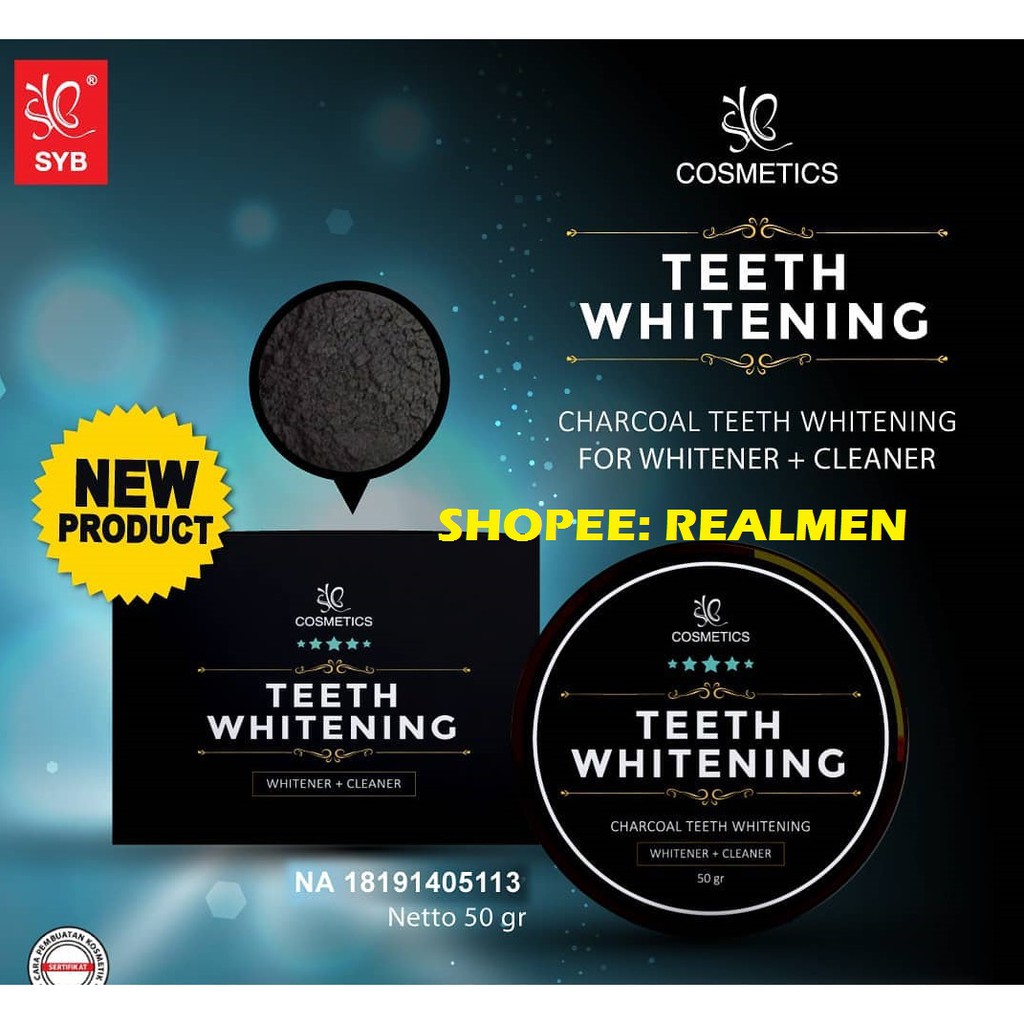 SYB TEETH WHITENING CHARCOAL 50GR ORIGINAL- PENCERAH GIGI