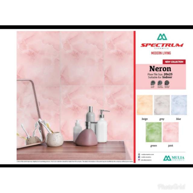  Keramik  Dinding Kamar Mandi Mulia  Spectrum Neron Grey  20 x 