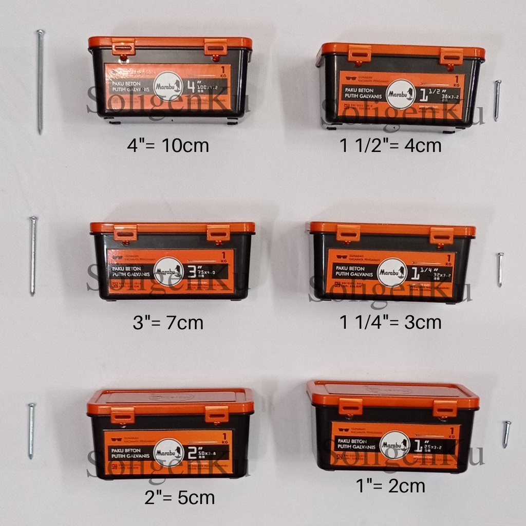 Paku Beton Marabu Putih 10cm,7cm,5cm,4cm,3cm,2cm Kemasan 1Kg