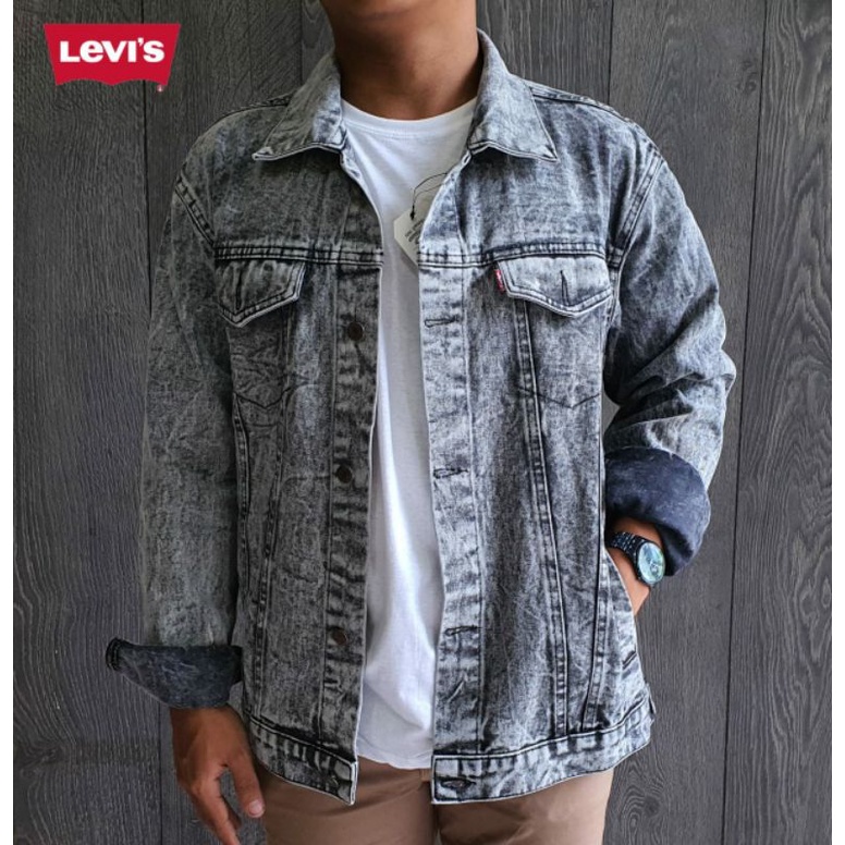 Jaket Jeans Levi's 3D Jumbo XXL - Jaket Motor - Jaket Jeans Tebal jumbo - Jaket Pria Sandwash Jaket 