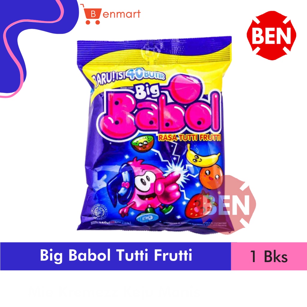 Jual Permen Big Babol Tutti Frutti 1 Bungkus 40 Butir 140g 140gr Aneka