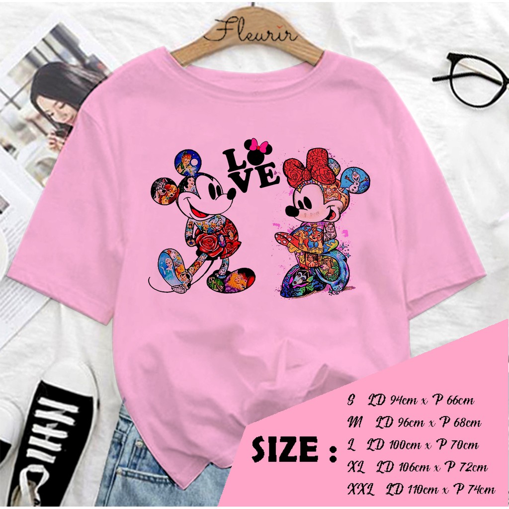 FLEURIR - BAJU MIKI MINI UNISEX KAOS DEWASA LENGAN PENDEK TEE UNISEX WANITA PRIA