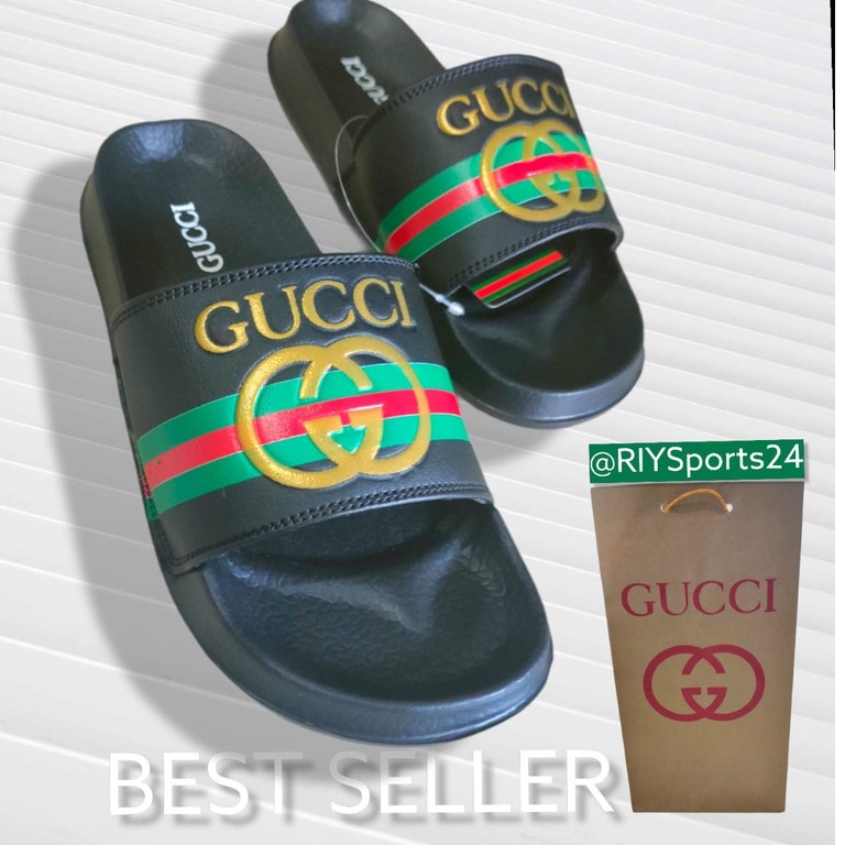 SANDAL PRIA WANITA MURAH BERKUALITAS GUCCI PREMIUM HITAM SLIDE SENDAL PRIA WANITA/FLIPFLOP TERBARU