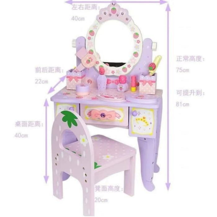 meja rias anak princess toy makeup anak mainan kayu mothergarden
