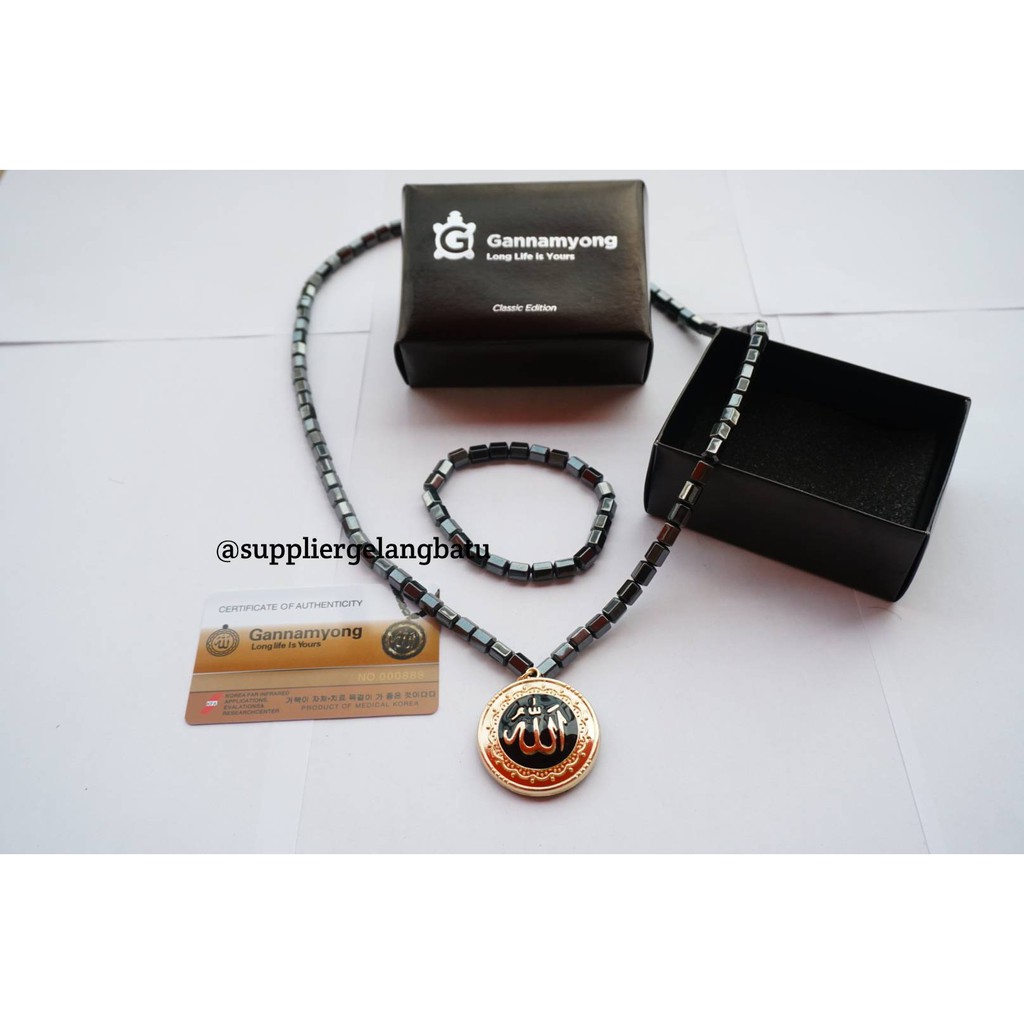 kalung sehat lafaz gold full zircon gannamyong pendant Liontin Asli korea bonus kartu keras ktp