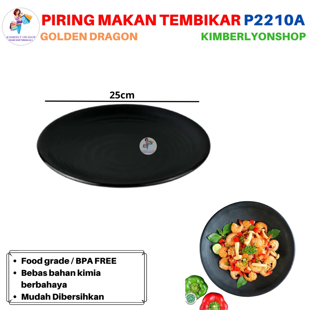 Piring Makan Piring Saji Tembikar Bulat DC 10 inc P2210A Golden Dragon