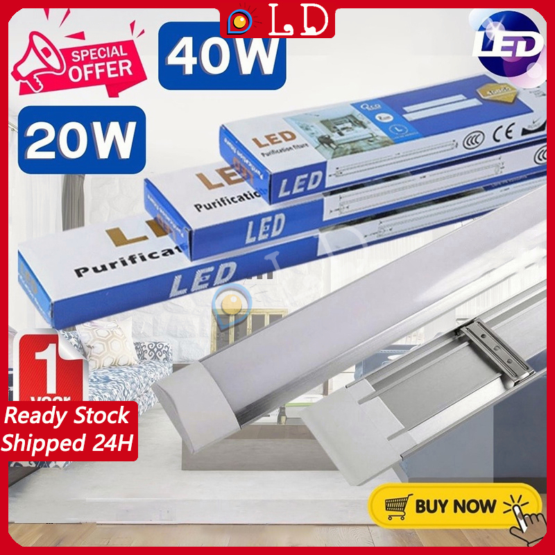 Lampu Led Tl Panjang/Tabung 20W/40W 60Cm/120Cm Cahaya Putih Aluminium