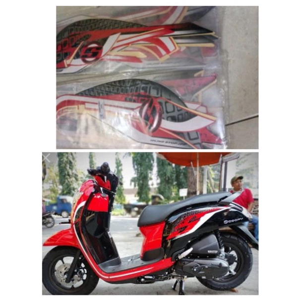 STRIPING STIKER SCOOPY 2019 HITAM MERAH ORIGINAL