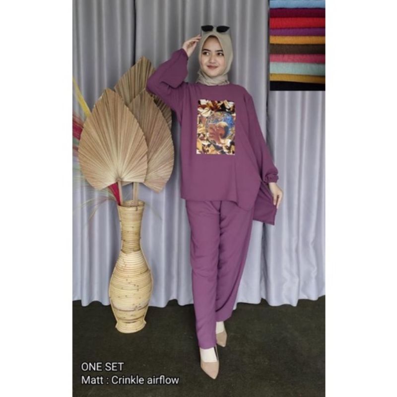 ZIVA SET/SETELAN SABLON CRINKLE/FREE BROSS