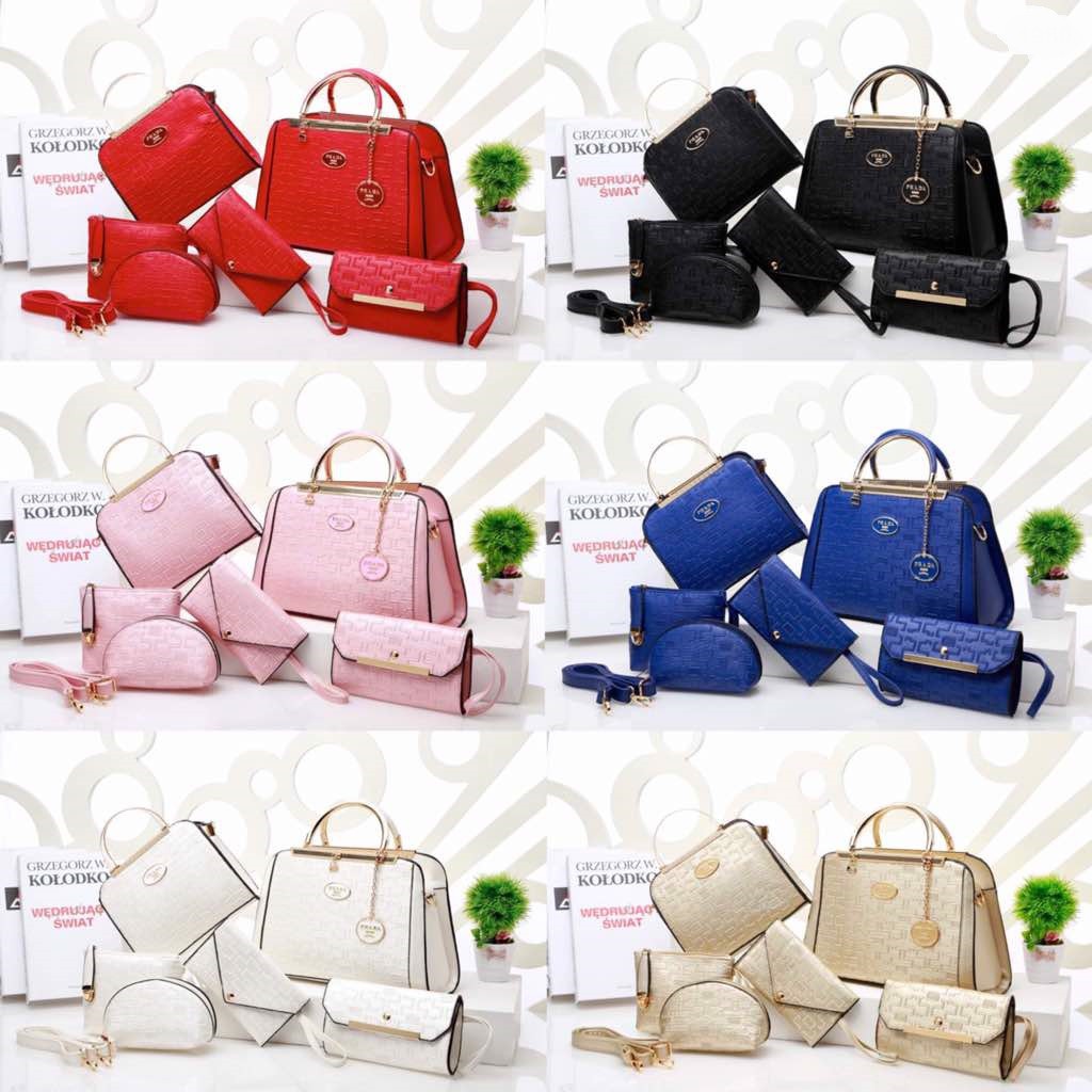 TAS CEWEK WANITA GROSIR TAS BATAM PRADA SET 6 PCS BISA ECER