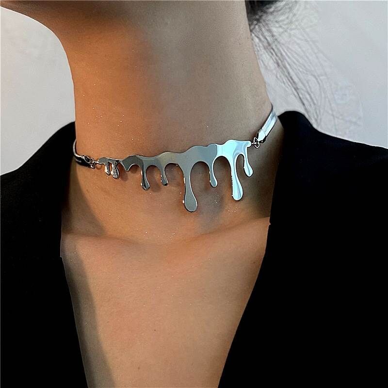 Kalung Bahan Titanium Steel Bentuk Tetesan Air