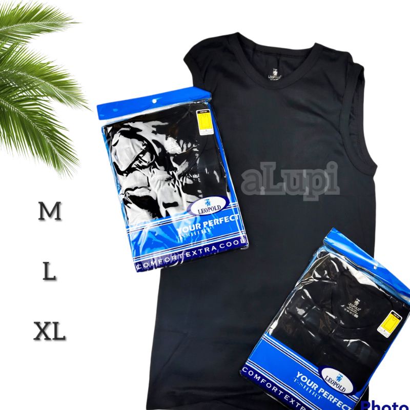 Kaos Dalam Singlet Tank Top Tengtop Tangtop Cowok Pria Dewasa warna Hitam Leopold size M L XL Murah