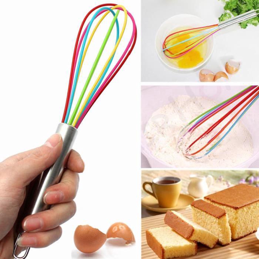 Colorful Stainless Steel Egg Whisk Kitchen Mixer Balloon Wire Egg Beater