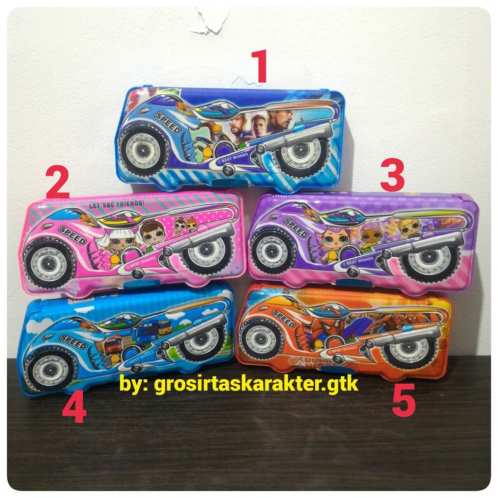 

Tempat Pensil Anak Bentuk Mobil Karakter Tayo Spiderman LOL Pencil Case Kotak Pensil Magnet Murah