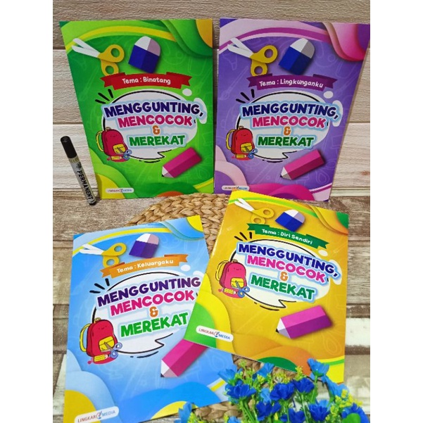 buku belajar PAUD menggunting,mencocok,merekat ORIGINAL LINGKAR MEDIA