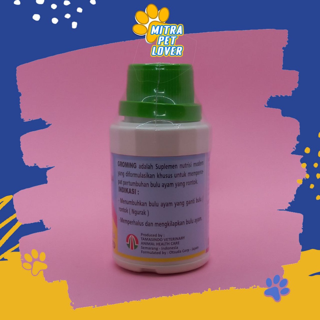 SUPLEMEN PENUMBUH BULU AYAM - GROMING 100 ML ORIGINAL - MEMPERCEPAT PERTUMBUHAN BULU AYAM CHICKEN YANG RONTOK - MENGHALUSKAN MENGUATKAN BULU UNGGAS - MURAH ASLI GARANSI KUALITAS - PET ANIMAL VETERINARY TAMASINDO OBAT &amp; VITAMIN TERNAK HEWAN MITRAPETLOVER