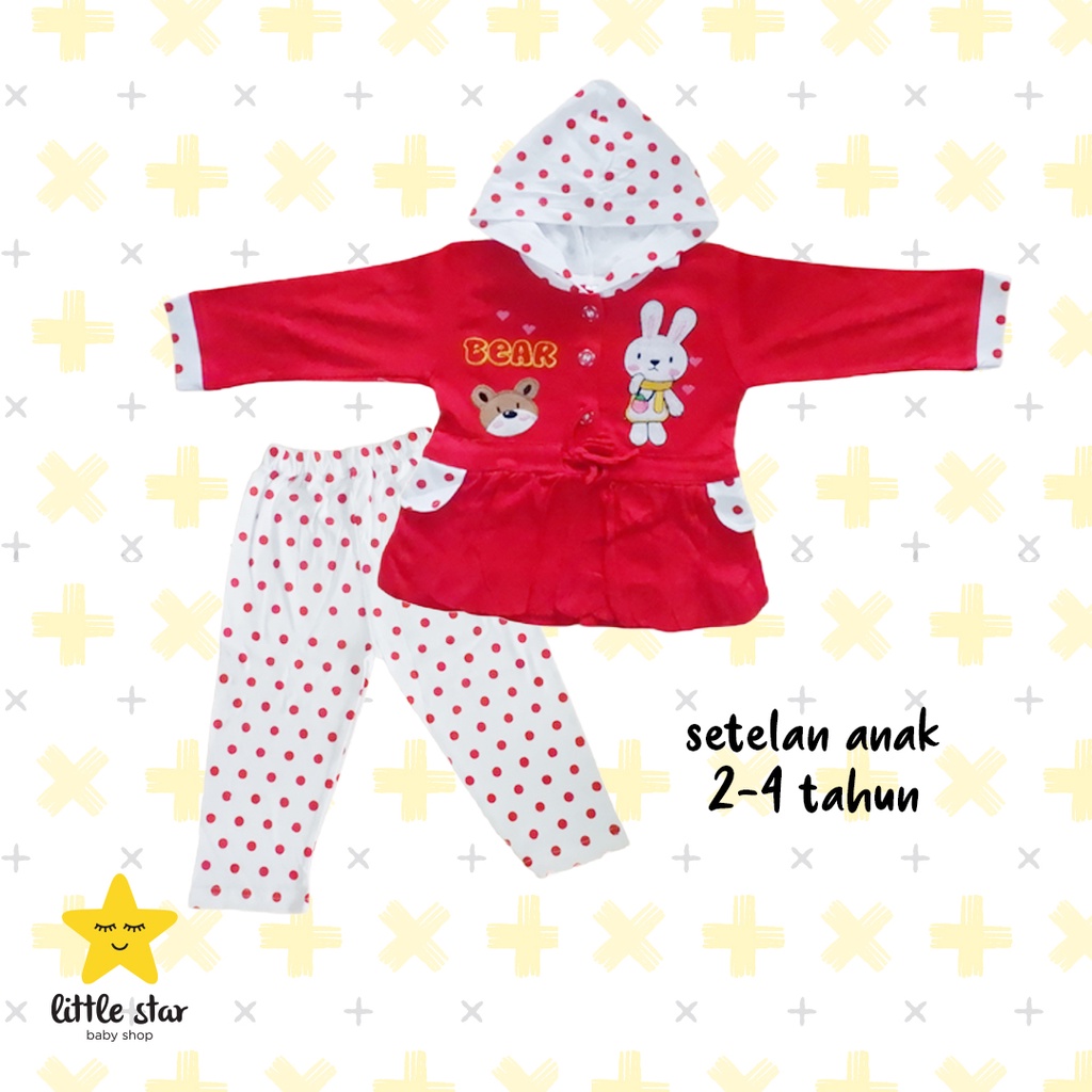 Walton Setelan Anak Perempuan | Set Baju Topi Anak Cewek | Hoodies Anak Girl