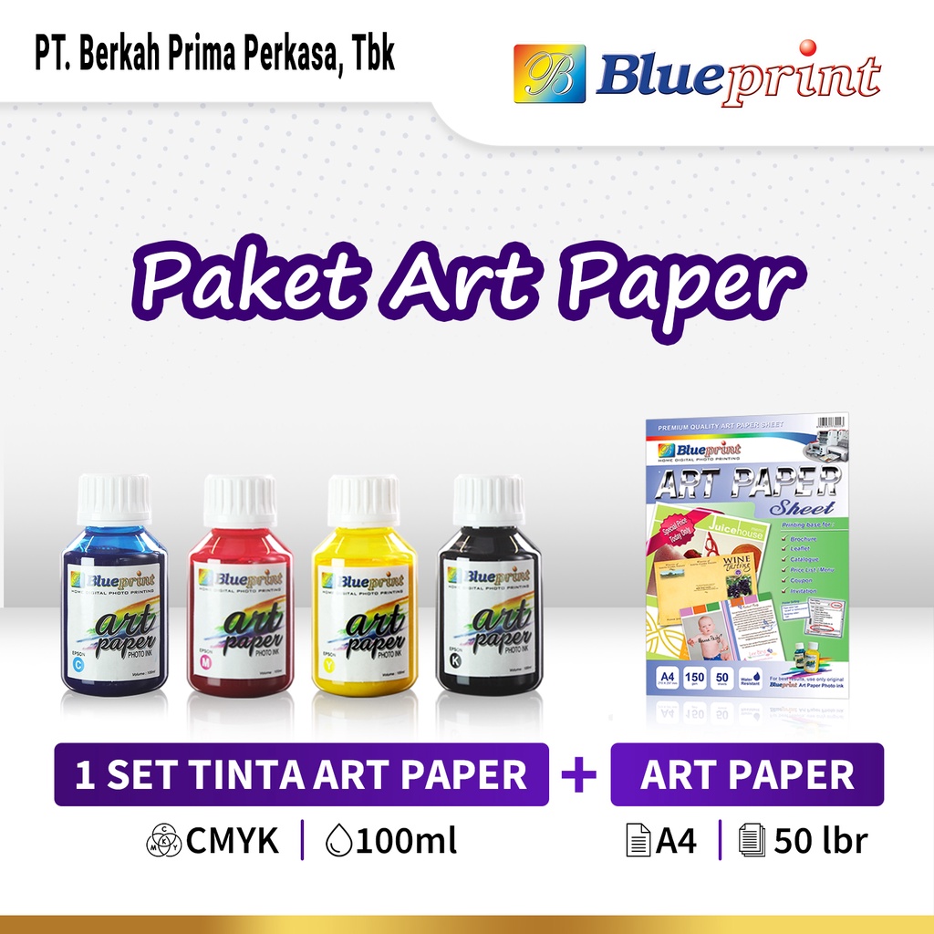 Jual Paket Tinta Art Paper Epson BLUEPRINT 100ml 1 Set + Kertas Art