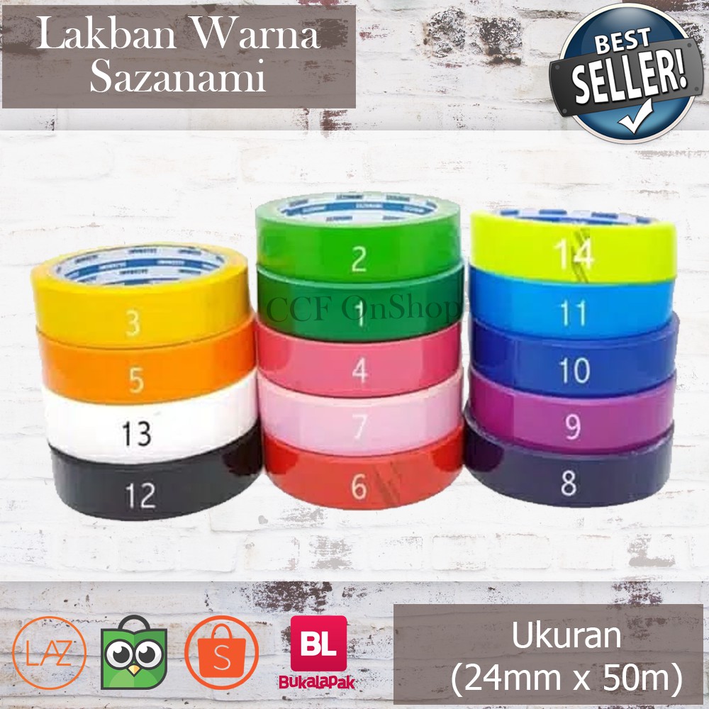 1 ROLL ISOLASI WARNA 1 INCH 24MM x 50M SAZANAMI LAKBAN 