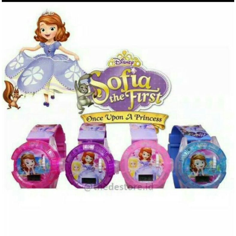 JAM TANGAN ANAK PROYEKTOR LAMPU, LASER, MUSIK, KRAKTER PUTRI SOFIA..