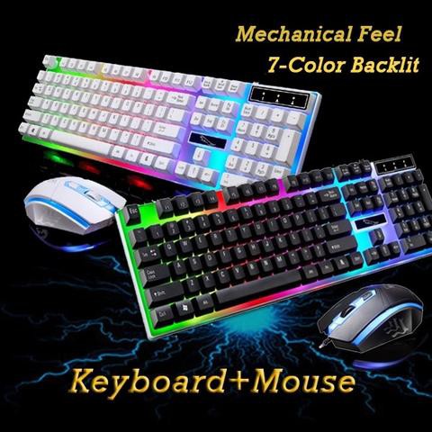 &lt; M.A &gt;keyboard mechanical komputer Set Gaming Mouse dan Keyboard USB Cable RGB