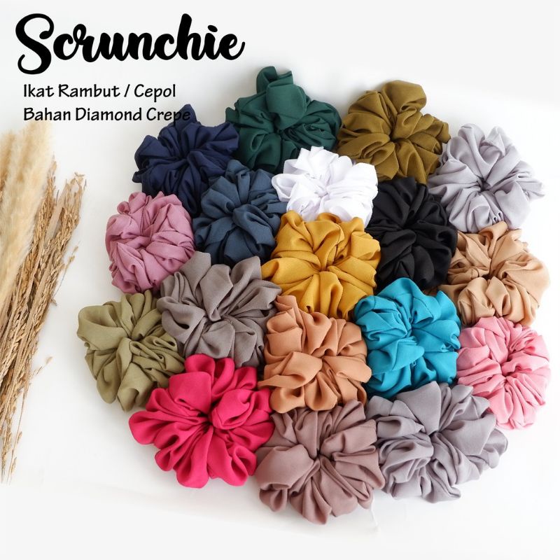 Scrunchie Hijab / Ikat Rambut / Konde Hijab / Ikat Rambut Warna Kunciran Cepol Scrunchie Kuncir Rambut Jumbo (Dikirim Random)