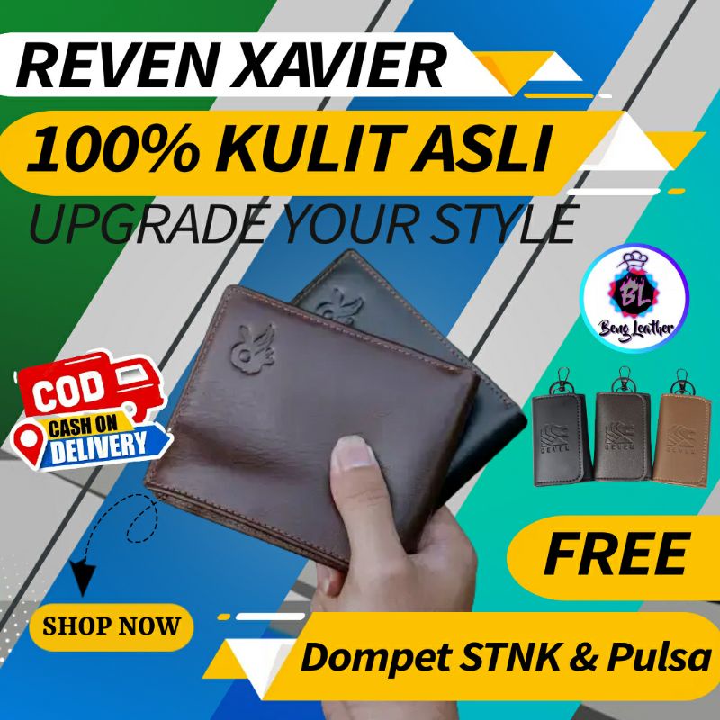 Dompet Pria Asli Kulit Dompet Leather Waterproof Kartu Lipat Pendek Kecil Tipis Simple Wallet Fashio