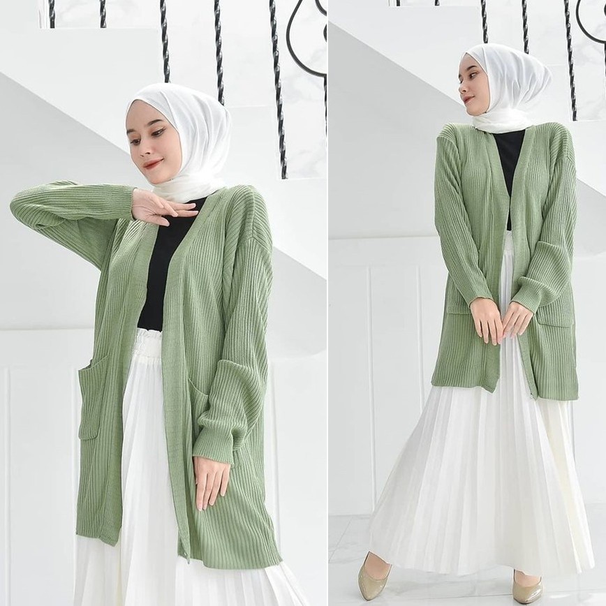 Cardigan Wanita Murah Muslimah Murah Ceruti Jumbo Crop W6A4 Cardigan Wanita Kekinian Oversize Korea 